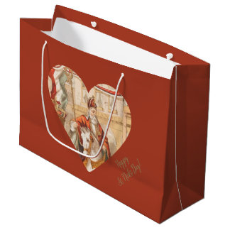 Grand Sac Cadeau St. Nicholas Hearts Sinterklaas St. Nick's Day