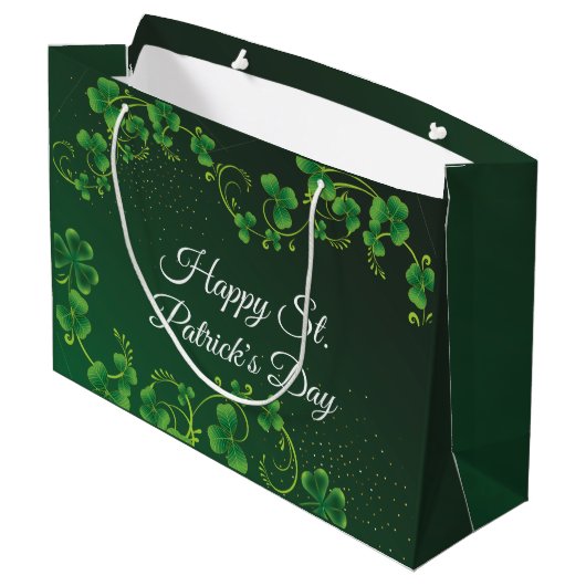 Grand Sac Cadeau St. Patrick's Day Green Vine Shamrock Irish Party (Dos Angle)