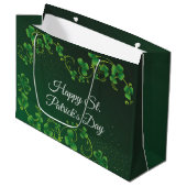Grand Sac Cadeau St. Patrick's Day Green Vine Shamrock Irish Party (Devant Angle)