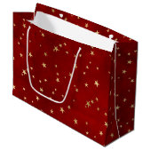 Grand Sac Cadeau Star Gold Festive Bourgogne Rouge (Devant Angle)