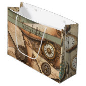Grand Sac Cadeau Steampunk | Horloge | Engins | Livres | Victorien (Devant Angle)