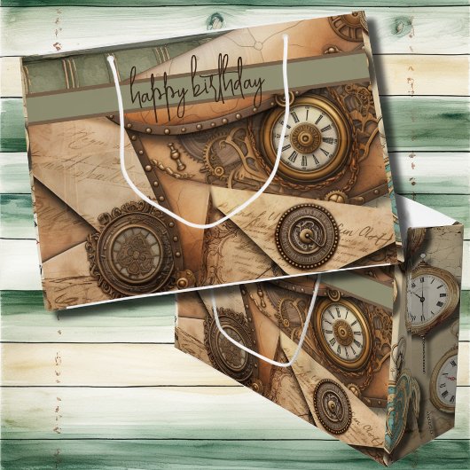 Grand Sac Cadeau Steampunk | Horloge | Engins | Livres | Victorien
