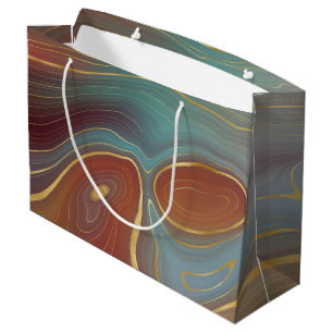 Grand Sac Cadeau Strata automne Terra Cotta Turquoise et Gold Aga