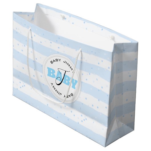 Grand Sac Cadeau Stripes Blue and White (Devant Angle)