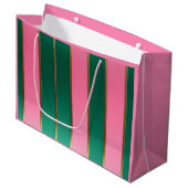 Grand Sac Cadeau Stunning Pink & Green Modern Stripes  (Devant Angle)