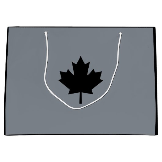 Grand Sac Cadeau Style canadien de feuille d'érable noire (Devant)