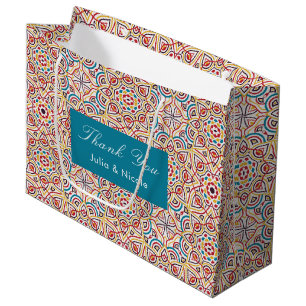 Grand Sac Cadeau Style géométrique Étincelles Mariage métallique en