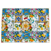 Grand Sac Cadeau style sicilien, art d'été, citrons (Devant)