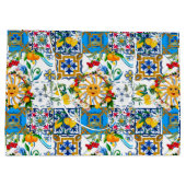 Grand Sac Cadeau style sicilien, art d'été, citrons (Dos)