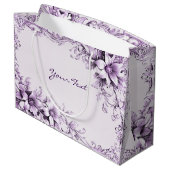 Grand Sac Cadeau Stylish Purple Flowers Gift Bag (Dos Angle)