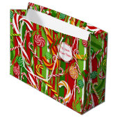 Grand Sac Cadeau Sucre de canne Ajouter des noms Noël (Devant Angle)