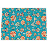 Grand Sac Cadeau Sucre de canne de Noël rétro bleu (Dos)