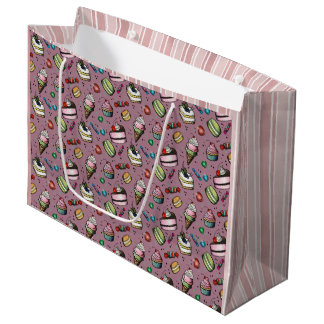 Grand Sac Cadeau Sucreries Rétro - Rose