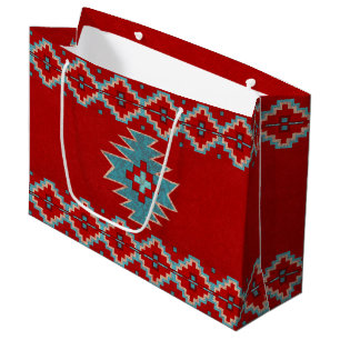 Grand Sac Cadeau Sud-Ouest Mesas Rouge & Turquoise