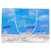 Grand Sac Cadeau Summer Beach Bleu Blanc Bonne retraite (Dos)