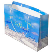 Grand Sac Cadeau Summer Beach Bleu Blanc Bonne retraite (Dos Angle)