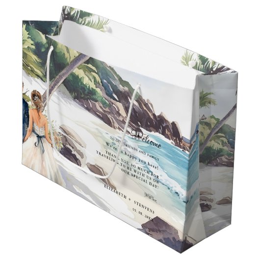 Grand Sac Cadeau Summer Beach Destination Mariage bienvenue (Devant Angle)