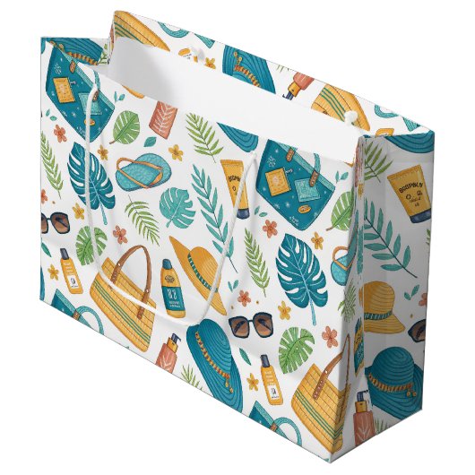 Grand Sac Cadeau Summer Beach Essentials Pattern (1) (Devant Angle)