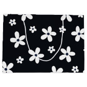 Grand Sac Cadeau Summer Boho Black White Daisy Flowers (Dos)