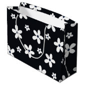Grand Sac Cadeau Summer Boho Black White Daisy Flowers (Dos Angle)