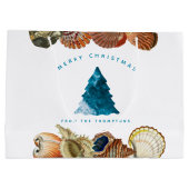 Grand Sac Cadeau Summer Christmas Beach Seashell Nom personnalisé (Dos)