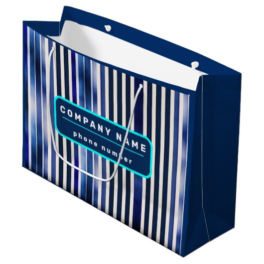 Grand Sac Cadeau Summer Popular Navy Blue Boat Stripes Collection (Devant Angle)