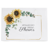 Grand Sac Cadeau Sunflower Eucalyptus Fête des mariées à script flo (Devant)