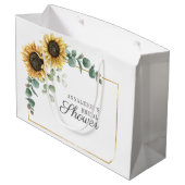 Grand Sac Cadeau Sunflower Eucalyptus Fête des mariées à script flo (Dos Angle)