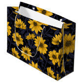 Grand Sac Cadeau Sunroot, tournesol sauvage en jaune et bleu (Devant Angle)
