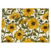 Grand Sac Cadeau Sunroot, tournesol sauvage sur blanc (Devant)