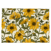 Grand Sac Cadeau Sunroot, tournesol sauvage sur blanc (Dos)