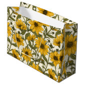 Grand Sac Cadeau Sunroot, tournesol sauvage sur blanc (Devant Angle)