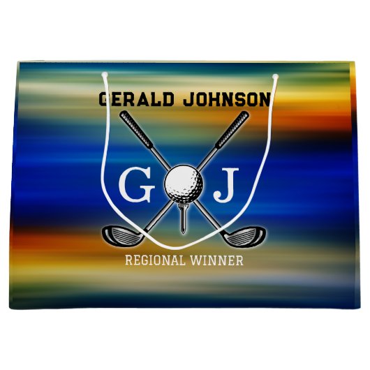Grand Sac Cadeau Sunset Golf Monogramme Design (Devant)