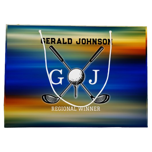 Grand Sac Cadeau Sunset Golf Monogramme Design (Dos)