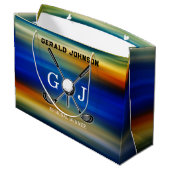 Grand Sac Cadeau Sunset Golf Monogramme Design (Dos Angle)