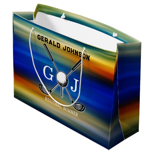 Grand Sac Cadeau Sunset Golf Monogramme Design (Dos Angle)