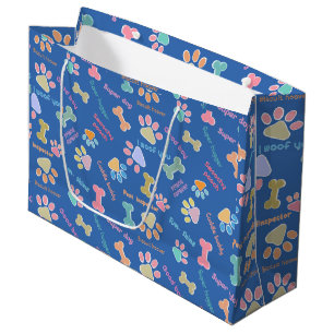 Grand Sac Cadeau Super chien bleu
