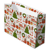 Grand Sac Cadeau Super Hippie Retro Joyeux Noël Père Noël Funny (Devant Angle)