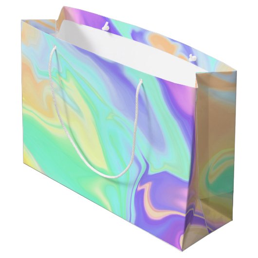 Grand Sac Cadeau Super Retro Tie Dye Pastel Marble Swirl (Dos Angle)
