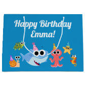 Grand Sac Cadeau Super simple | Finny Shark Confetti Anniversaire (Devant)