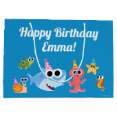 Grand Sac Cadeau Super simple | Finny Shark Confetti Anniversaire (Dos)