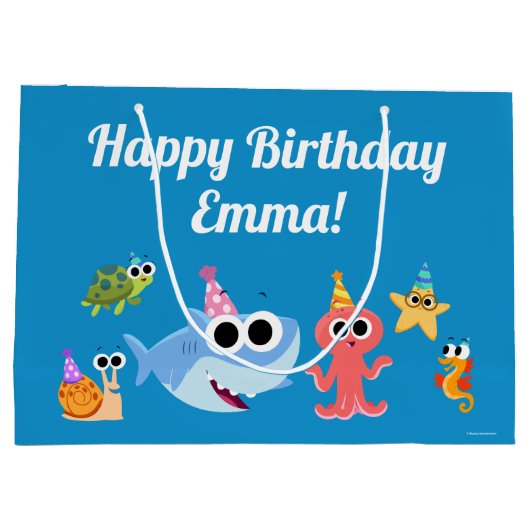 Grand Sac Cadeau Super simple | Finny Shark Confetti Anniversaire (Dos)