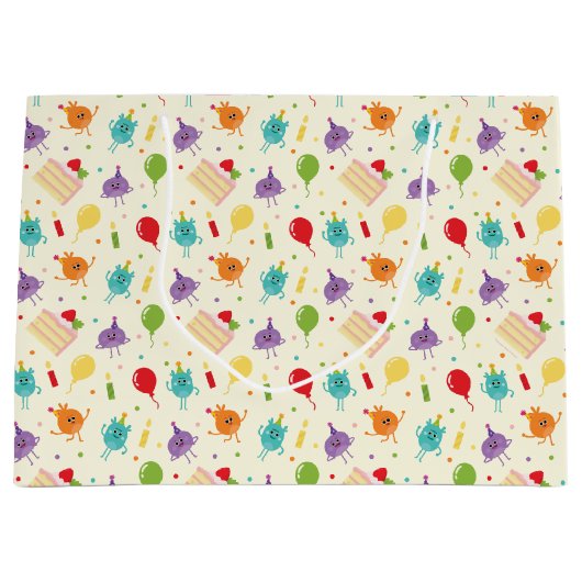 Grand Sac Cadeau Super simple | Motif de gâteau d'anniversaire (Devant)