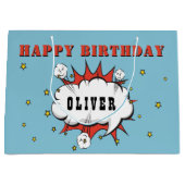 Grand Sac Cadeau Superhero Comic Speech Bubble Boy Joyeux anniversa (Devant)