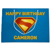 Grand Sac Cadeau Superman Bouclier Doré Brillance (Devant)