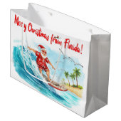 Grand Sac Cadeau Surfing Santa Merry Christmas from Florida (Devant Angle)