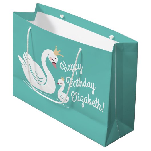 Grand Sac Cadeau Swan 1er anniversaire Baby shower (Devant Angle)