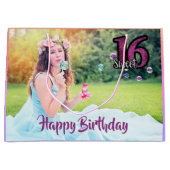 Grand Sac Cadeau Sweet 16e anniversaire photo violet (Devant)