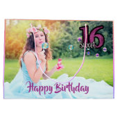 Grand Sac Cadeau Sweet 16e anniversaire photo violet (Dos)