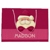 Grand Sac Cadeau Sweet Girly rose Père Noël et Pois (Dos)